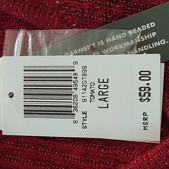 INC Beaded V Neck Dressy Top L - Picture 9 of 12